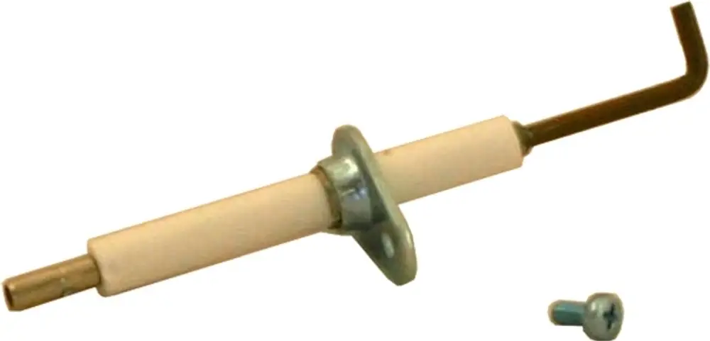 Zündelektrode mit einer metallischen Spitze, einer keramischen Isolierung und einer Halterung, geliefert mit einer kleinen Schraube. Geeignet für Wolf Geräte.